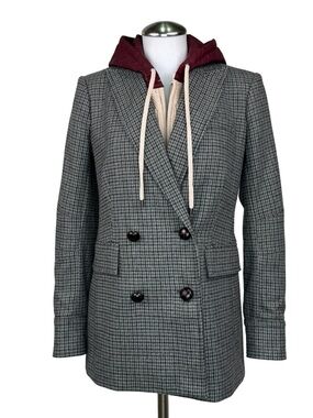 $759 VERONICA BEARD Pyle Houndstooth Double Breasted Dickey Blazer Size 2 NWOT